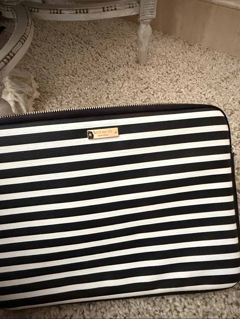 kate spade Black and White Striped Laptop Sleeve